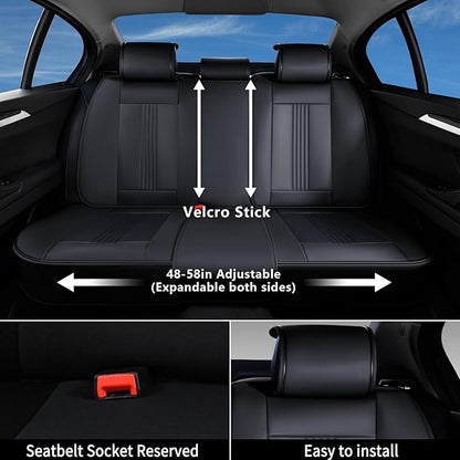 Coverado Seat Covers, Car Seat Covers Full Set, Black Seat Cover, Front Seats Back Seat Cover, Waterproof Car Seat Cushion,Leather Car Seat Protector Universal Fit Most Cars