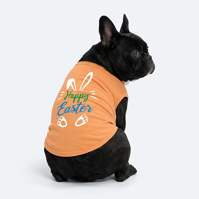 Fitwarm Happy Easter Bunny Dog Shirt, Easter Dog Clothes for Small Dogs Boy Girl, Cute Pet Outfit, Green, Blue, White, Orange, XXL