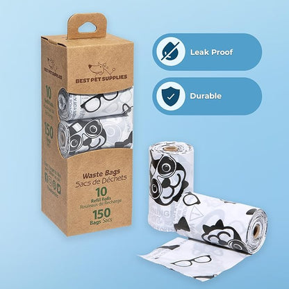 Best Pet Supplies Dog Poop Bags for Waste Refuse Cleanup, Doggy Roll Replacements for Outdoor Puppy Walking and Travel, Leak Proof and Tear Resistant, Thick Plastic - White, 240 Bags