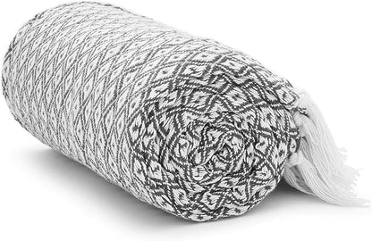 Americanflat 50x60 Throw Blanket - Soft and Breathable Cotton Throw Blanket for Couch, Bed, Chair - Decorative Blankets Perfect for Home or Outdoor Use - Cloud Grey and White Mini Diamond Design