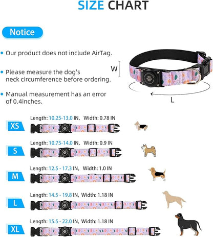 Upgrade Dog Collar with AirTag Holder, IP68 Waterproof, Lavender Garden, M | Built-in Water Resistant AirTag holder, 1000D Nylon, Reflective Stitching for Night Visibility, Soft padding for Comfort