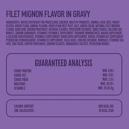 A Strong Heart Wet Dog Food Pouches, Filet Mignon Flavor in Gravy, 3.5 oz Pouches (Pack of 24), Made in The USA with Real Filet Mignon