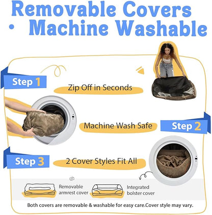 Washable Orthopedic Large Dog Bed - Big Dog Beds with Removable Waterproof Cover and Non-Slip Bottom XL Large Pet Beds with Bolster Extra Large Dogs Bed