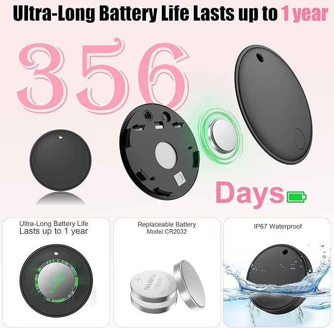 2026 Air Tracker Smart Tags Android & iOS-4 Packs,Dual System Bluetooth Luggag Tracker Keys Finder/Item Locator Work with Apple Find My (iOS)&Google's Find Hub(Android) for Key,Backpack,Luggage Black