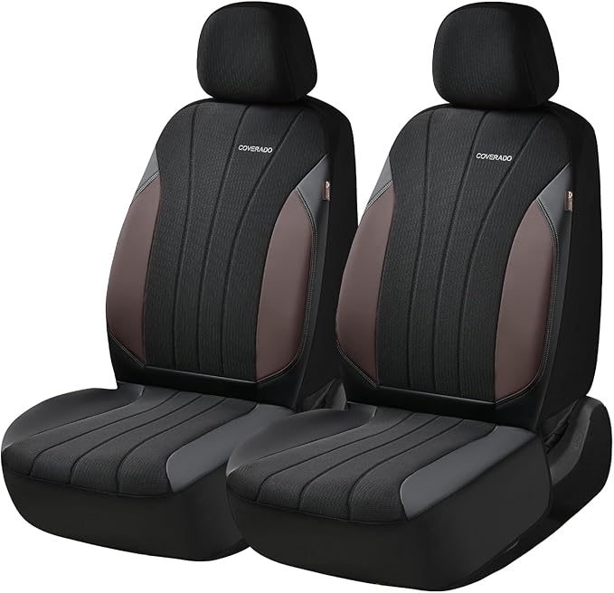 Coverado Car Seat Covers Front Seats, Luxury Seat Covers Full Set, Mesh Breathable Seat Protectors, 2 Seats Driver Seat Covers, Universal Fit for SUV, Sedan, Truck
