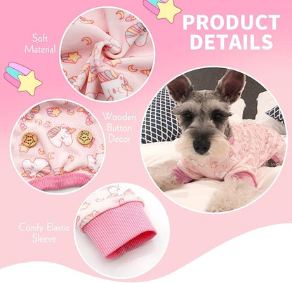 KYEESE Dog Pajamas Velvet Dog Pajamas Large Sized Dogs Soft Dogs Clothes Pjs with Pink Unicorn Pattern Stretchy Pet Jammies Coat Comfy Pet Onesie Costume, 3X-Large