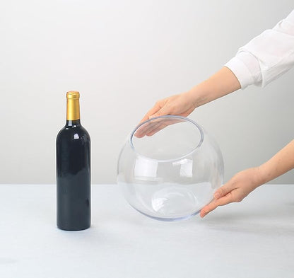 CYS EXCEL Glass Bubble Bowl (H-7.5" W-10", Approx. 2 Gal.) Multiple Size Choices Fish Bowl Vase Glass Round Bowl Terrarium Globe Flower Vase Centerpiece