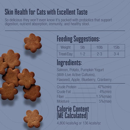 Whole Life Cat Living Treats for Cats – Human Grade Probiotics for Allergy & Itchy Skin Relief, Natural Digestive Support, Healthy Cat Snacks for Felines - Salmon & Yogurt, 1 oz (Pack of 1)