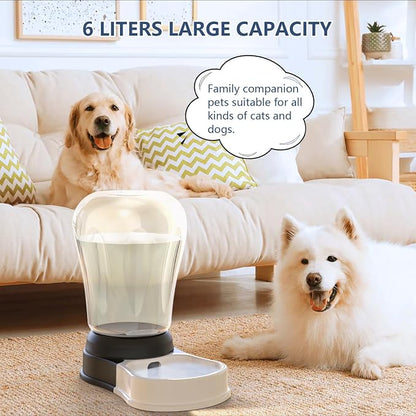 6 Liters Automatic Gravity Dog Water Dispenser, BPA- Free | Gravity Pet Water Bowl, No-Spill Cat Feeder for Large Dogs, BPA-Free & Easy Clean, Less Refills for Work Travel