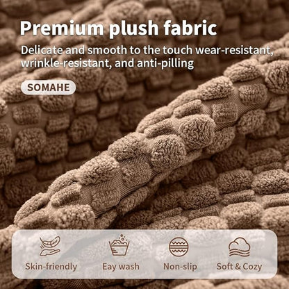Plush Cat Kneading Bed Mat, Premium Plush Fabric Bed with Non-Slip Bottom, 3cm Thick All-Season Cushion for Cats Who Knead, Machine Washable Anti-Static Pet Bed, 23x15 Inch, Coffee