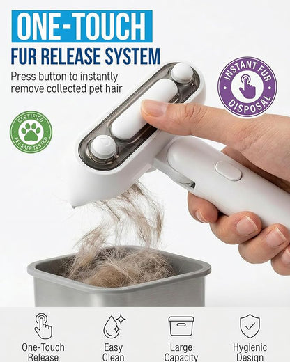Spray Deshedding Brush for Cats & Dogs, 2-in-1 Mist Grooming Tool with Undercoat Removal, Anti-Static Pet Hair Remover, Gentle Stainless Steel Comb, No Flying Fur, Self Cleaning