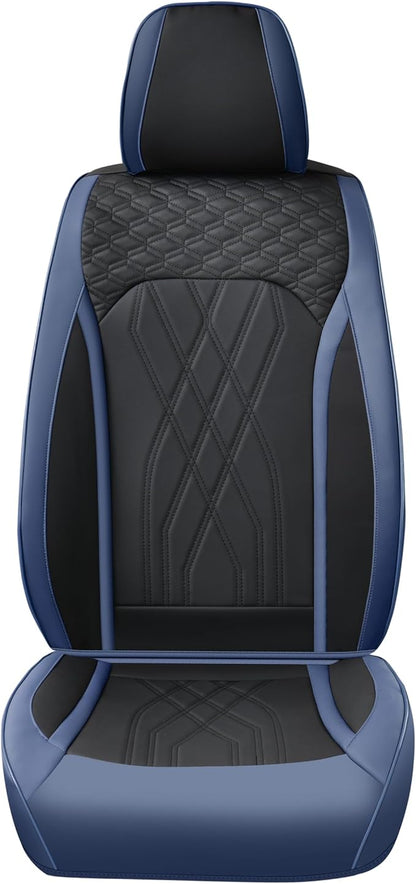 FLORICH Leather Front Car Seat Covers Waterproof Durable Front Seat Protector for Cars Luxury Seat Cover Breathable Vehicle Seat Cushion Universal Fit for Most Car Truck SUV, Black&Blue