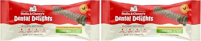 Stella & Chewy's Dental Delights with Freeze-Dried Chicken - Large Dental Treats for Dogs, Single Serve (Pack of 2)