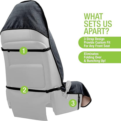 Season Guard Terry Cloth Sweat Towel Seat Cover; Carseat Towel Protector; Great for Gym Workout; Waterproof; Universal Fit for Car SUV Van Truck; EZ fit; Non Slip Grip; Machine Washable; 1pc Grey