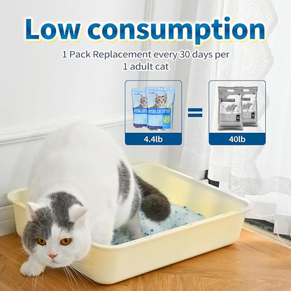 Made4Pets Cat Litter Crystals, Non Clumping Cat Litter Odor Control Kitty Litter Non Clumping No scooping Low Dust, Low Tracking, Lightweight, Dehydrates Waste,– 25.8 lbs (6 x 4.3 lb Packs)