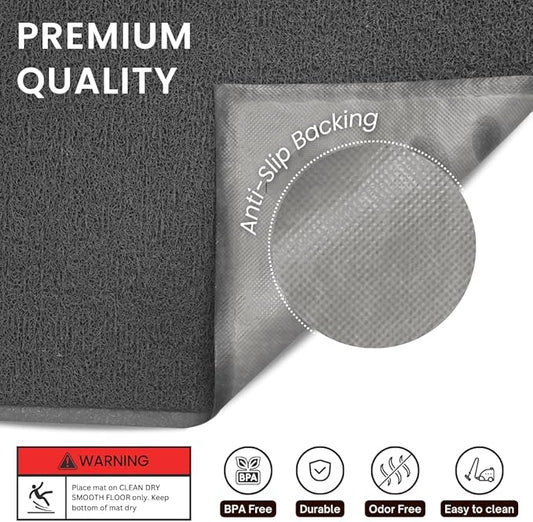 Andalus Small Cat Litter Mat, Pack of 2 - Waterproof, Non-Slip & Easy to Clean Cat Litter Box Mat for Extra Efficient Pet Litter-Trapping, Grey (15.75” X 11.75”)