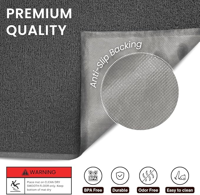 Andalus Medium Cat Litter Mat, Pack of 1 - Waterproof, Non-Slip & Easy to Clean Cat Litter Box Mat for Extra Efficient Pet Litter-Trapping, Grey (23.5” X 15.75”)