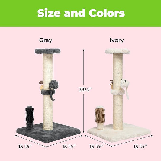 Best Pet Supplies Catify Cat Scratcher, Fun Interactive Scratchers, Posts, Poles, Claw Safe, Furniture Saver Indoor Play Support Natural Cat Behaviors Heavy Duty - Gray, 15.71 x 15.71