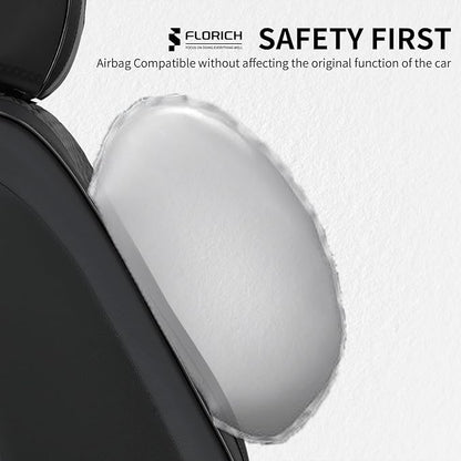 FLORICH Leather Cars Seat Covers Automotive Seat Cover Front Pair Waterproof Seat Covers for Car Vehicle Seat Cushion Protector Universal Fit for Most Cars Trucks SUVs, Black