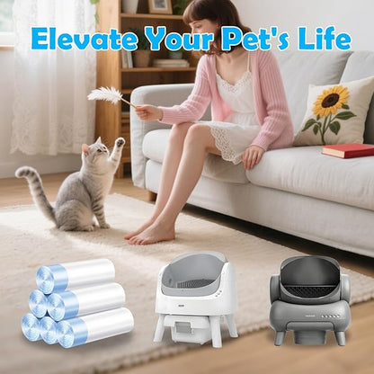 Cat Litter Bags 120 Count, 26.37"X15.74" Drawstring Close Litter Box Liners for Automatic Litter Box,Thick Cat Poop Bags,Easy to Clean,Heavy Duty Robot Bag for Self-Cleaning Box