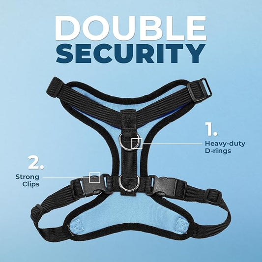 Voyager Step-in Pet Harness - All Weather Mesh, Adjustable Step in Harness for Cats and Dogs by Best Pet Supplies - Baby Blue/Black Trim, XS
