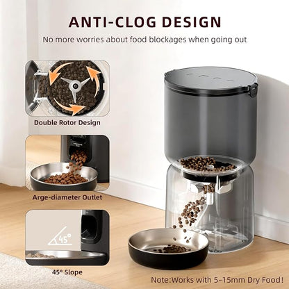 Automatic Cat Feeder with Camera – 5G WiFi Timed Cat Food Dispenser, 4L Clog-Free Smart App Control Pet Feeder, 1080P HD Video with Night Vision Healthy Feeding for Small Pets Indoor