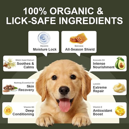 Paw and Nose Balm Stick for Dogs Cats Horse Lick-Safe Roll-On | Natural Moisturizer with Avocado Oil and Vitamin B5 | Paw Protector for Hot Pavement & Ice Melt 30ml
