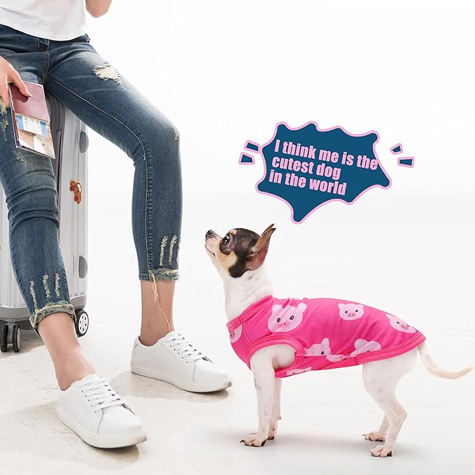 Adorable Pink Pig Dog Shirt: Lightweight Polyester Cartoon Puppy Vest, Small Medium & Large Dog T-Shirt, Summer Pet Clothes, Cute Dog Apparel, Breathable Dog Tank Top 4XL