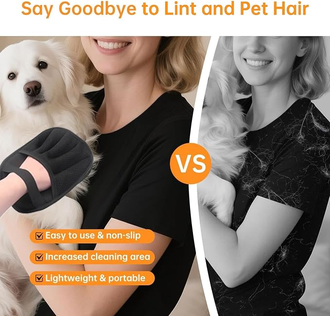 Pet Hair Removal Glove for Cats & Dogs, Upgraded 5-Finger Electrostatic Pet Hair Remover Gloves for Couch, Carpet, Car Seat, Bedding, Furniture, Laundry - Reusable Magic Brush & Cleaning Mitts