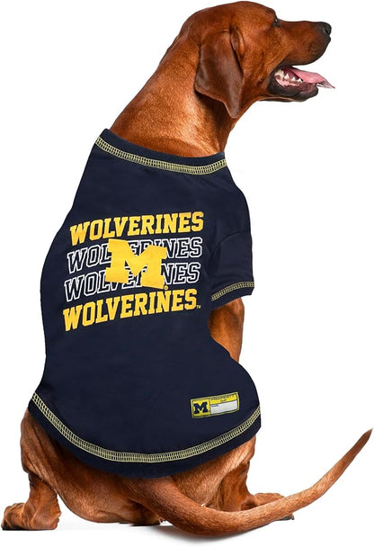 Pets First NCAA Michigan Wolverines Graphic Dog Tshirt, Licensed Sporty Dog Shirt with Team Name and Logo, Cool Puppy Shirt, Size Extra Large