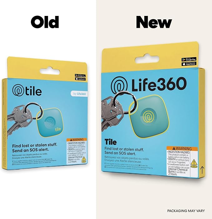 Life360 Tile - Bluetooth Tracker, Keys Finder and Item Locator for Keys, Bags and More. Phone Finder. Both iOS and Android Compatible. 1-Pack (Aqua Lemon)