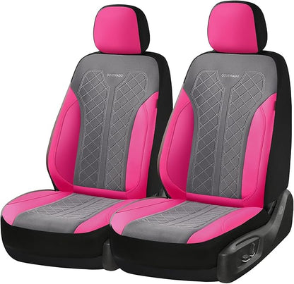 Coverado Car Seat Covers 2-Pack, Luxury Front Seat Covers, Automotive Car Seat Protectors, Pink Seat Covers Universal Fit for SUVs, Trucks, Sedans