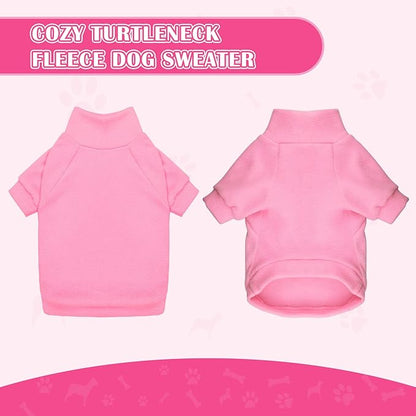 3 Pack Dog Sweaters for Small Dogs, Fleece Dog Sweater Pet Clothes Turtleneck Soft Warm Sweatshirt Puppy Sweater Boy Girl Pet(Pink+Hotpink+Purple,S)
