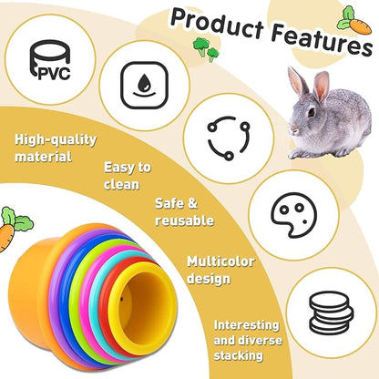 8 Pcs Colorful Stacking Cups for Rabbits, Colorful Bunny Cups for Rabbits and Small Animals, Nesting Rabbit Cups of Different Sizes, Bunny Stacking Cups for Hiding Food and Playing