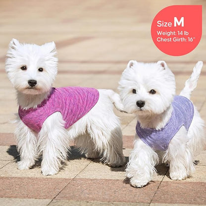 KYEESE 2 Pack Dog Shirts Quick Dry Soft Stretchy Pet T-Shirts with Reflective Label Tank Top Sleeveless Vest Sun Protection Dog Clothes for Small Dogs, Small, Purple+Pink