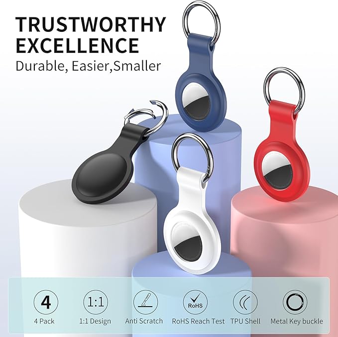 Compatible with AirTag Holder Case Keychain 2 Pack,for AirTag 2nd & 1st Generation Key Chain Ring Case Cover for Air Tag Holder GPS Tracker Air Tag 2nd gen Finders Air Tagholder for Kids,Bags,Luggages
