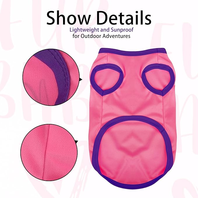 Color-Blocked Dog Tank Top with Playful Heat Transfer Designs – Lightweight Polyester Shirt for Small,MediumDogs, Perfect for Casual Outings.Fur Baby Pink XS