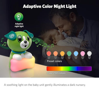 LeapFrog Scout LF2911 Baby Monitor Camera, WiFi Remote Access, 1080p HD 360 ° Pan & Tilt Smart Camera, 2-Way Audio Talk, Night Light, Night Vision, Soothing Sounds, Temp. & Humidity Sensor