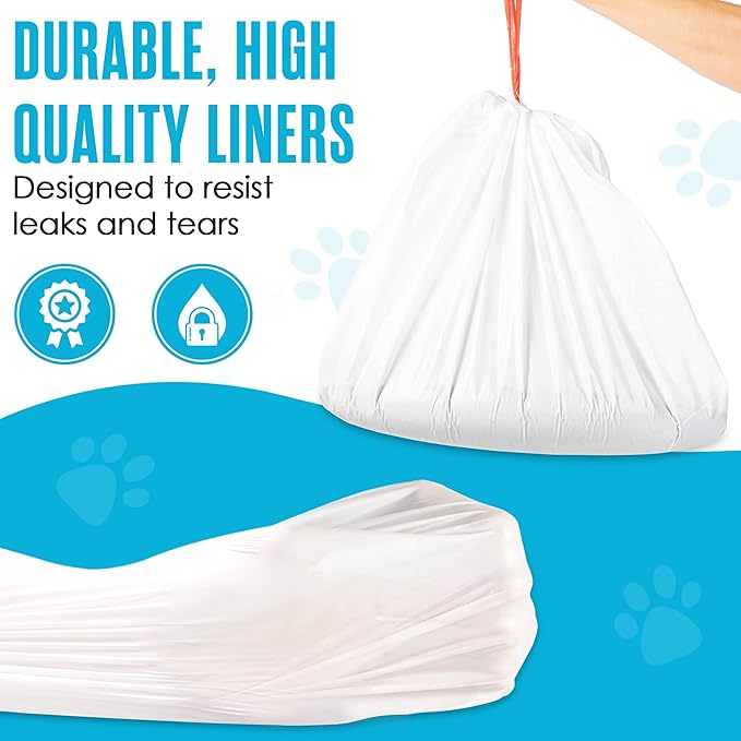Houseables Cat Litter Bags, Cat Box Liners, Litter Box Liners, Litterbox Bags, 37" x 18" 30 Pack, For Kitty Pan, Jumbo, Large, Heavy Duty, Poop Holder, Waste, Disposable, Unscented, w/Drawstring