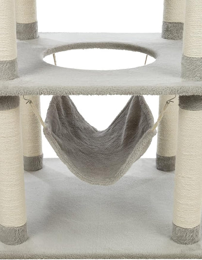 TRIXIE Abby 63.5" Cat Tower, 4-Level Sisal & Plush Cat Tree, Cat Scratcher, Condo, Hammock, Platforms Dangling Cat Toy