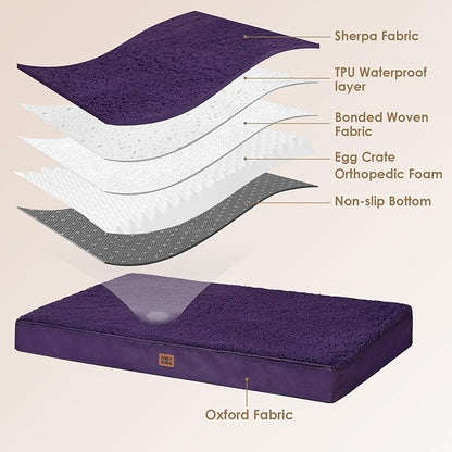 EHEYCIGA Orthopedic XL Dog Beds for Extra Large Dogs with Removable Washable Cover, Purple, 44x32