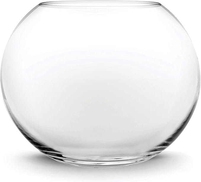 CYS EXCEL Glass Bubble Vase (H-4.5" W-5.5", Approx. 1/4 Gal.) Small Fish Bowl Round Terrarium Vase Globe Flower Centerpiece for Weddings Events Arrangements