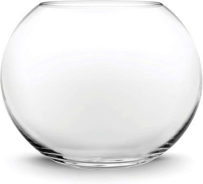 CYS EXCEL Glass Bubble Vase (H-4.5" W-5.5", Approx. 1/4 Gal.) Small Fish Bowl Round Terrarium Vase Globe Flower Centerpiece for Weddings Events Arrangements