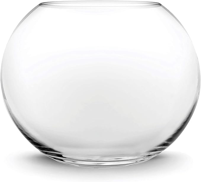CYS EXCEL Large Glass Bubble Bowl (H-12" W-13", Approx. 5.5 Gal.) Round Bowl Terrarium Globe Flower Vase Centerpiece for Weddings Events Arrangements