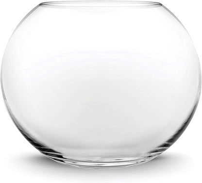 CYS EXCEL Large Glass Bubble Bowl (H-12" W-13", Approx. 5.5 Gal.) Round Bowl Terrarium Globe Flower Vase Centerpiece for Weddings Events Arrangements