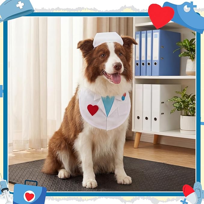 Hillban Dog Doctor Costume Pet Doctor Nurse Cosplay Costume for Large Dogs Cats Puppy Funny Pet Costumes Cosplay Party Vet Clothing Nurse Outfit Cat Apparel Cute Uniform(L)