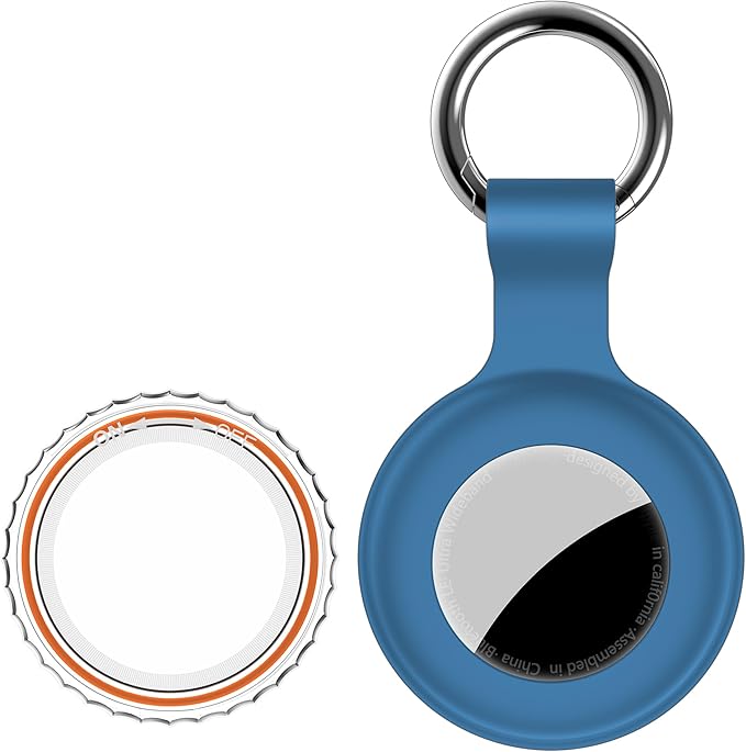1|2|4Pack for Apple AirTag Holder,for Air Tag 2nd &1st Genaretion,Waterproof GPS Tracker Air Tag Keychain with Cover Anti-Scratch Silicone for Air-Tag Case for Pets,Kids,Bags,Luggages-Blue