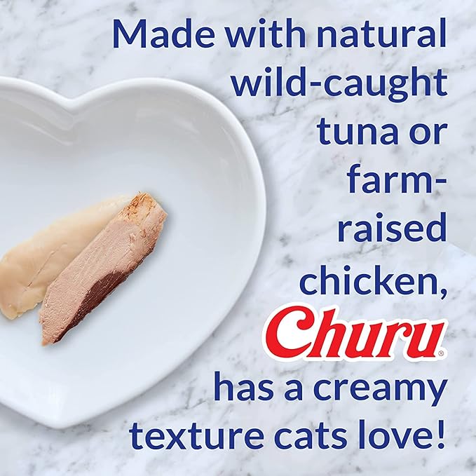 INABA Churu for Cats, Functional, Creamy Lickable Purée Cat Treat for Indoor Care and Hairball Control with Taurine & Vitamin E, 0.5 Ounces Each, 48 Tubes (4 per Pack), Tuna Recipe