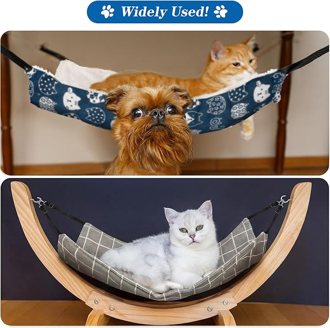 2 Pieces Reversible Cat Hanging Hammock Soft Breathable Pet Cage Hammock with Adjustable Straps and Metal Hooks Double-Sided Hanging Bed for Cats Small Dogs Rabbits, Medium