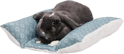 Furhaven Cat Bed for Indoor Cats, Washable w/ Removable Bolsters, For Pets Up to 9 lbs - Plush & Diamond Print Cuddle Loaf Mat - Aqua, Small